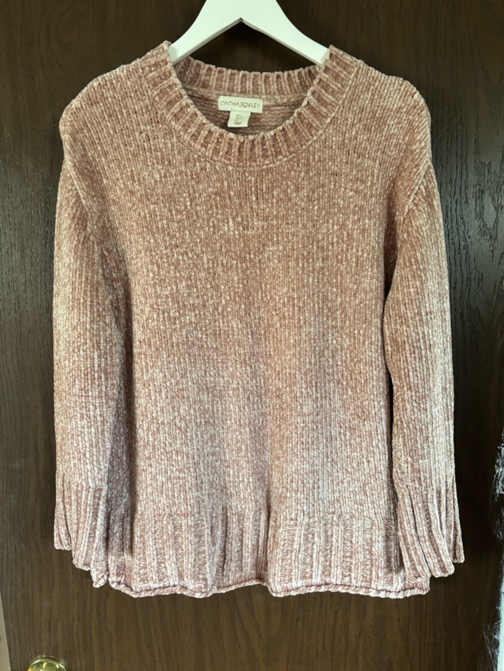 Cynthia Rowley Dusty Rose Chenille Scoop Neck Sweater